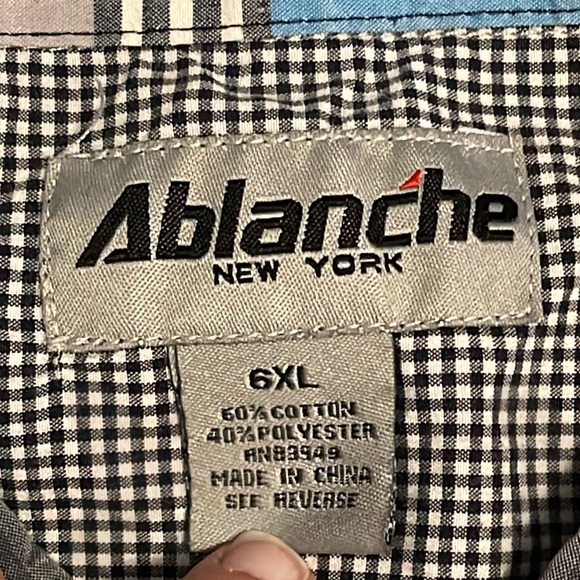 NWOT Ablanche (New‎ York) short sleeve Men’s Sz 6XL blue,lightblue,Grey & white. - Picture 11 of 12